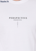 Printed Perspective Round Crew Neck White T-Shirt