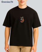 Printed Golden Cat Streetwear Black Oversize Fit T-Shirt
