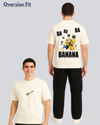 Printed Minion Banana Streetwear Off White Oversize T-Shirt