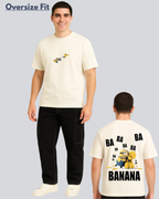 Printed Minion Banana Streetwear Off White Oversize T-Shirt