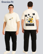 Printed Minion Banana Streetwear Off White Oversize T-Shirt
