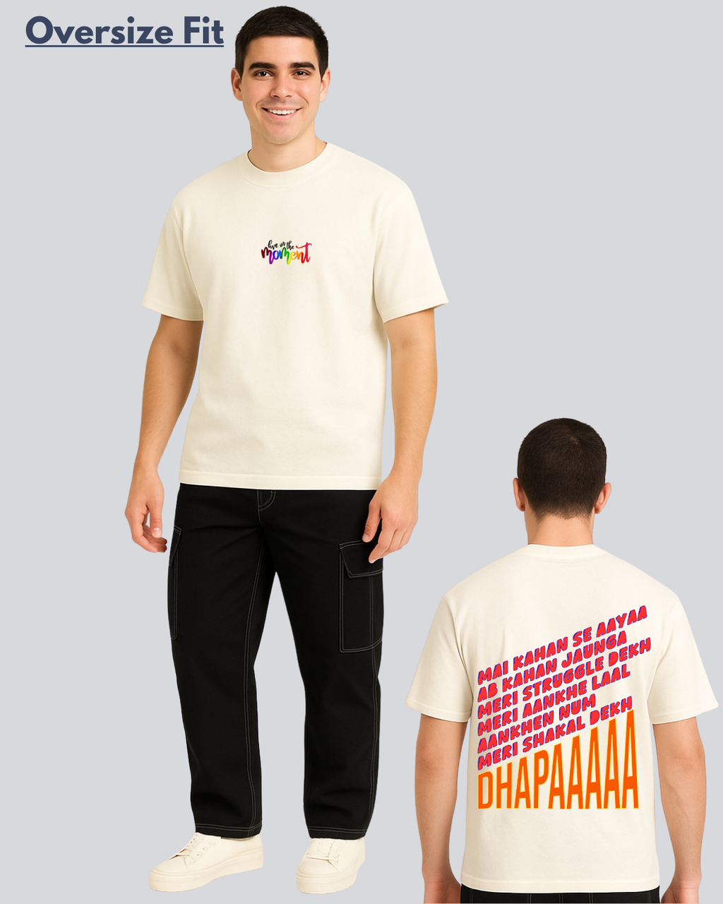 Printed Dhapaaa Streetwear Off White Oversize T-Shirt
