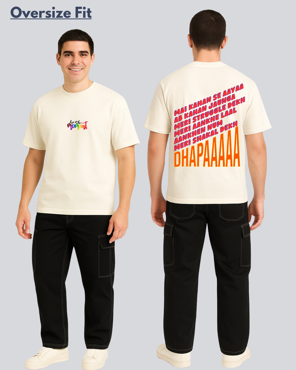 Printed Dhapaaa Streetwear Off White Oversize T-Shirt
