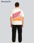 Printed Dhapaaa Streetwear Off White Oversize T-Shirt