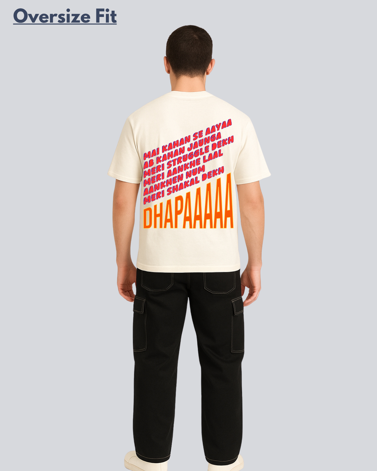 Printed Dhapaaa Streetwear Off White Oversize T-Shirt