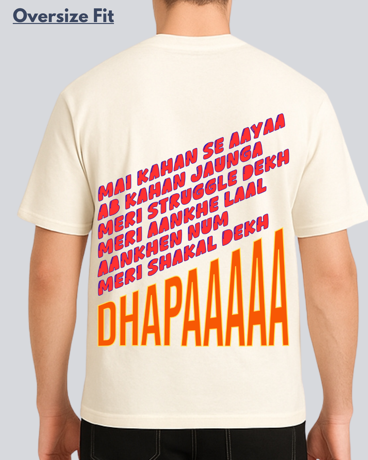 Printed Dhapaaa Streetwear Off White Oversize T-Shirt