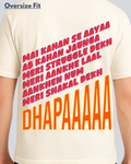 Printed Dhapaaa Streetwear Off White Oversize T-Shirt