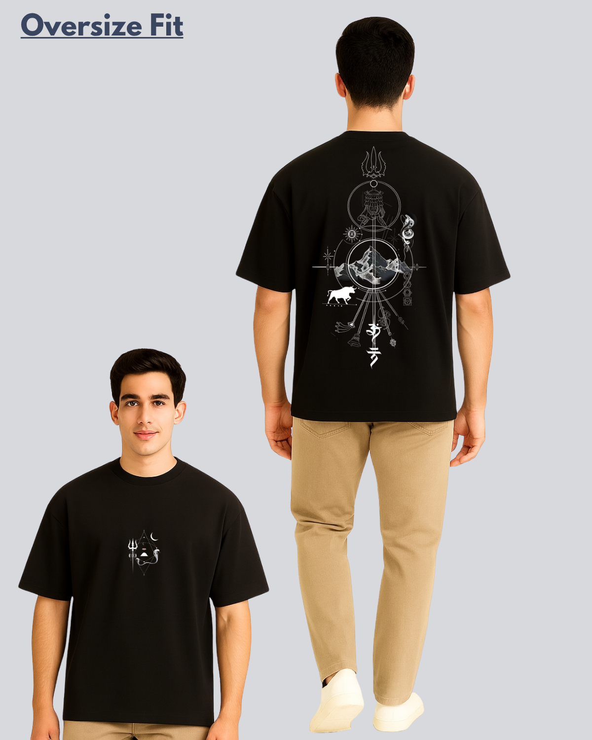 Printed Shiv Tatva Streetwear Black Oversize Fit T-Shirt