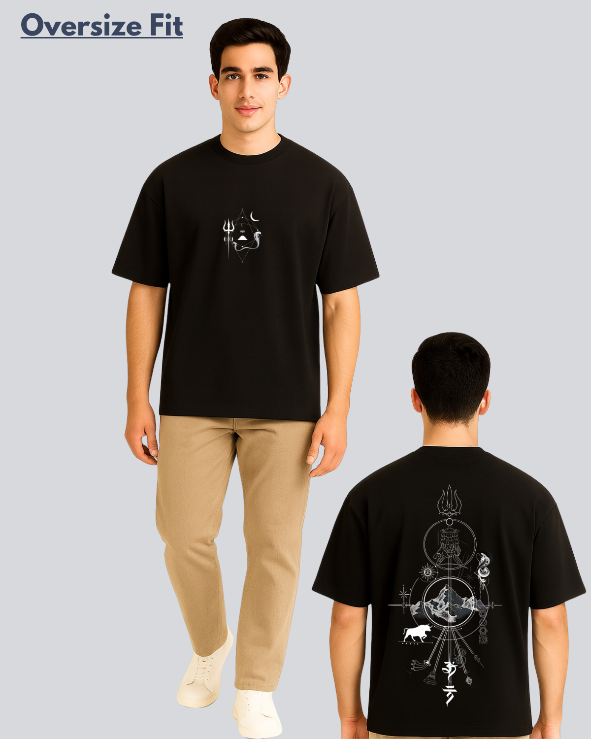 Printed Shiv Tatva Streetwear Black Oversize Fit T-Shirt