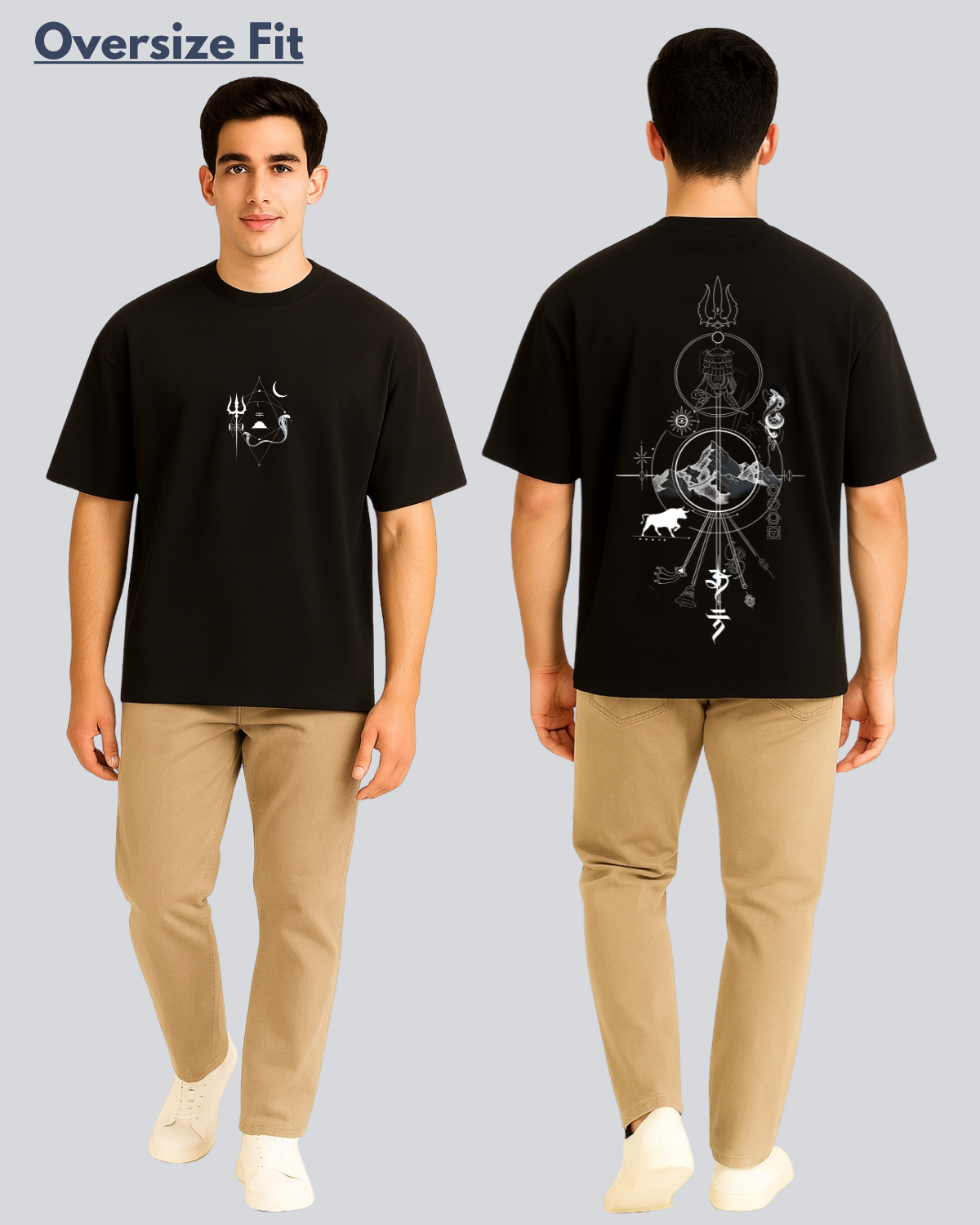 Printed Shiv Tatva Streetwear Black Oversize Fit T-Shirt
