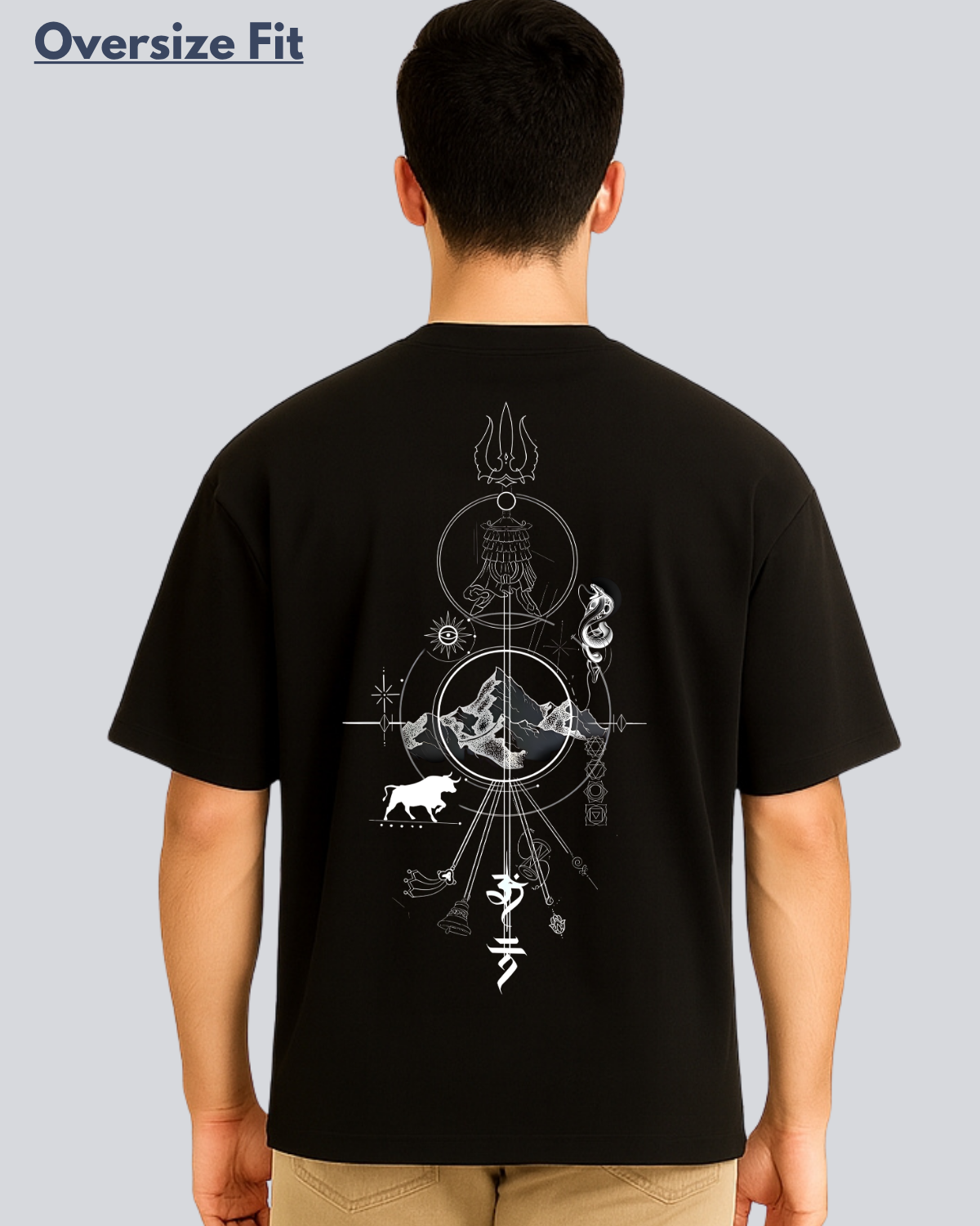 Printed Shiv Tatva Streetwear Black Oversize Fit T-Shirt