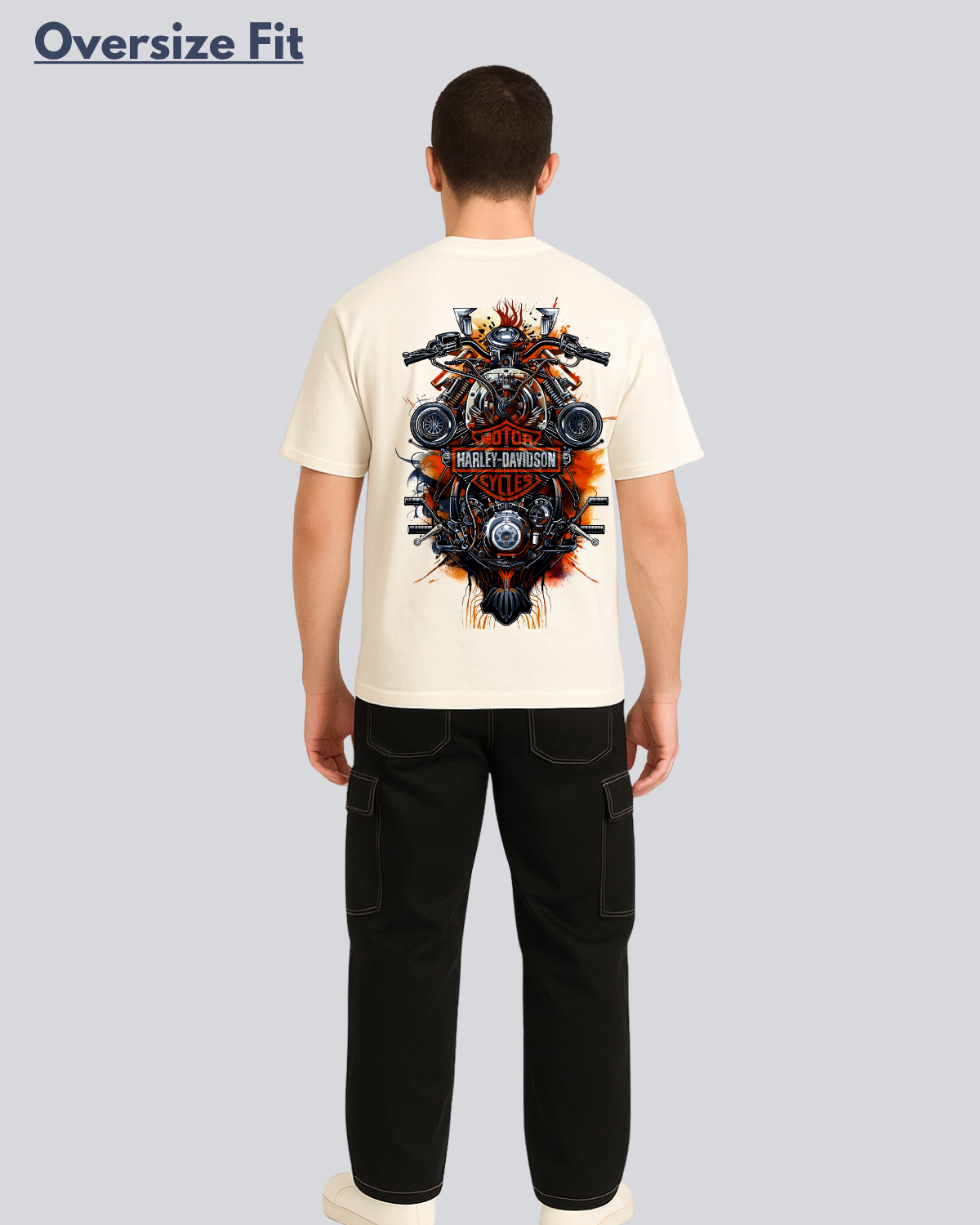 New Printed Harley Davidson Streetwear Off White Oversize T-Shirt