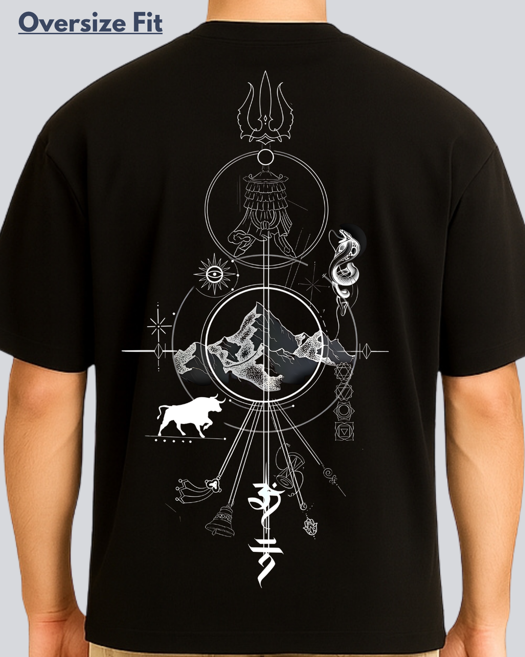 Printed Shiv Tatva Streetwear Black Oversize Fit T-Shirt