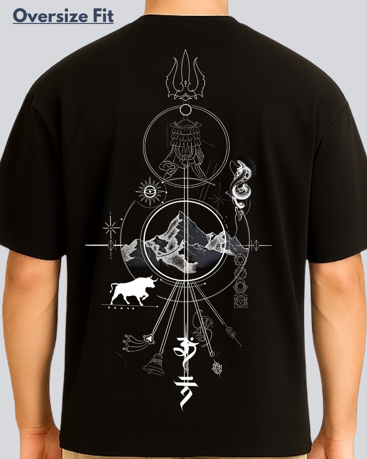 Printed Shiv Tatva Streetwear Black Oversize Fit T-Shirt