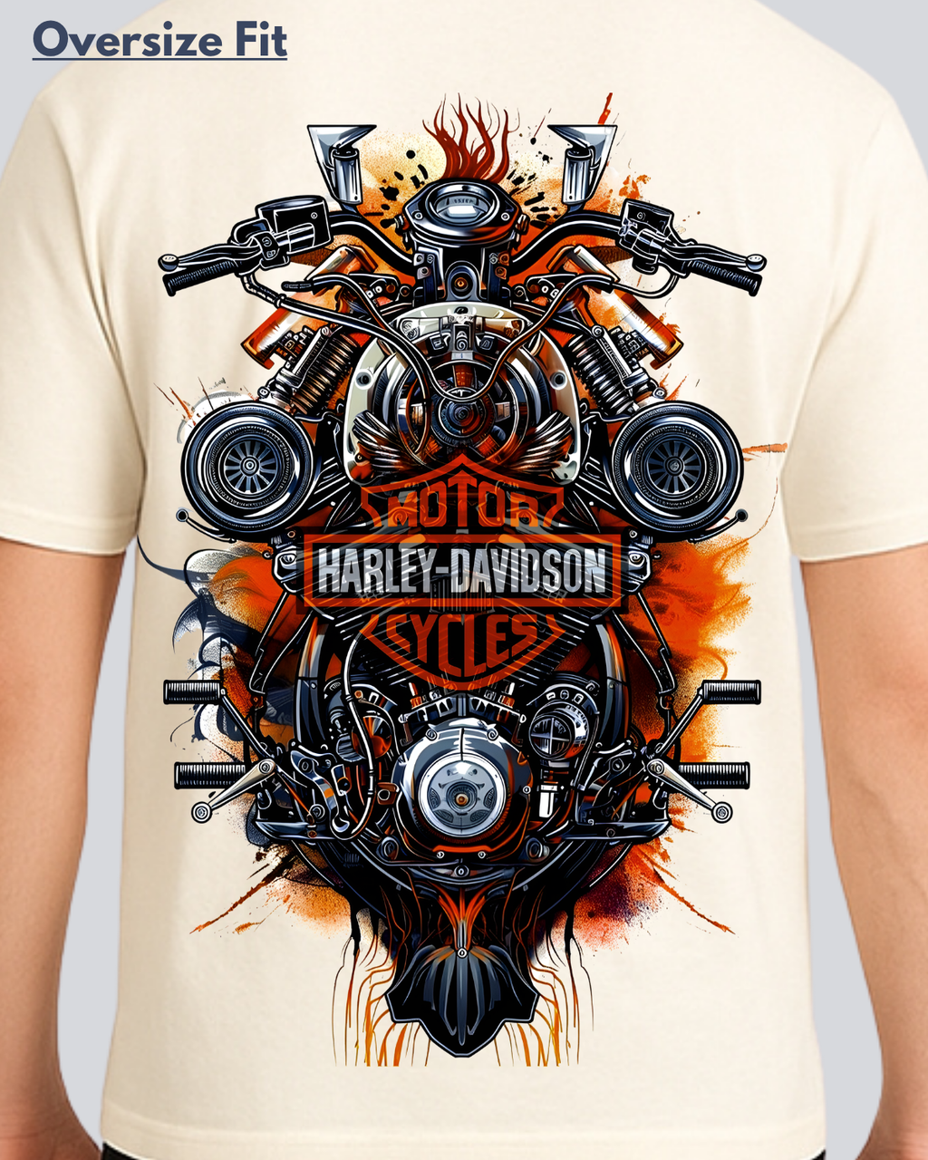 New Printed Harley Davidson Streetwear Off White Oversize T-Shirt