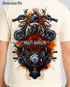 New Printed Harley Davidson Streetwear Off White Oversize T-Shirt