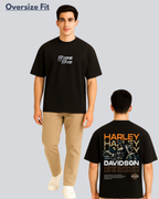 Printed Harley Davidson Streetwear Black Oversize Fit T-Shirt