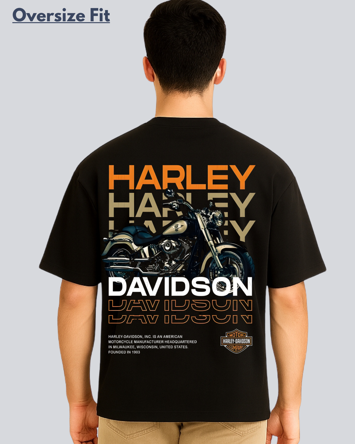 Harley-Davidson Tシャツ Printed Harley Davidson Streetwear Black Oversize Fit T-Shirt