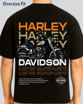 Printed Harley Davidson Streetwear Black Oversize Fit T-Shirt
