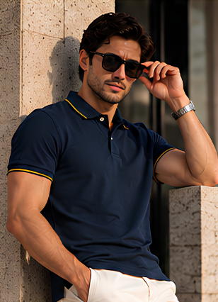Plain Premium Navy Blue Polo T shirt