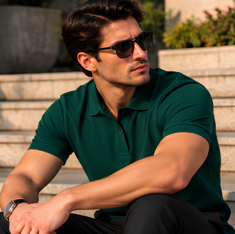 Plain Classic Bottle Green Polo T shirt
