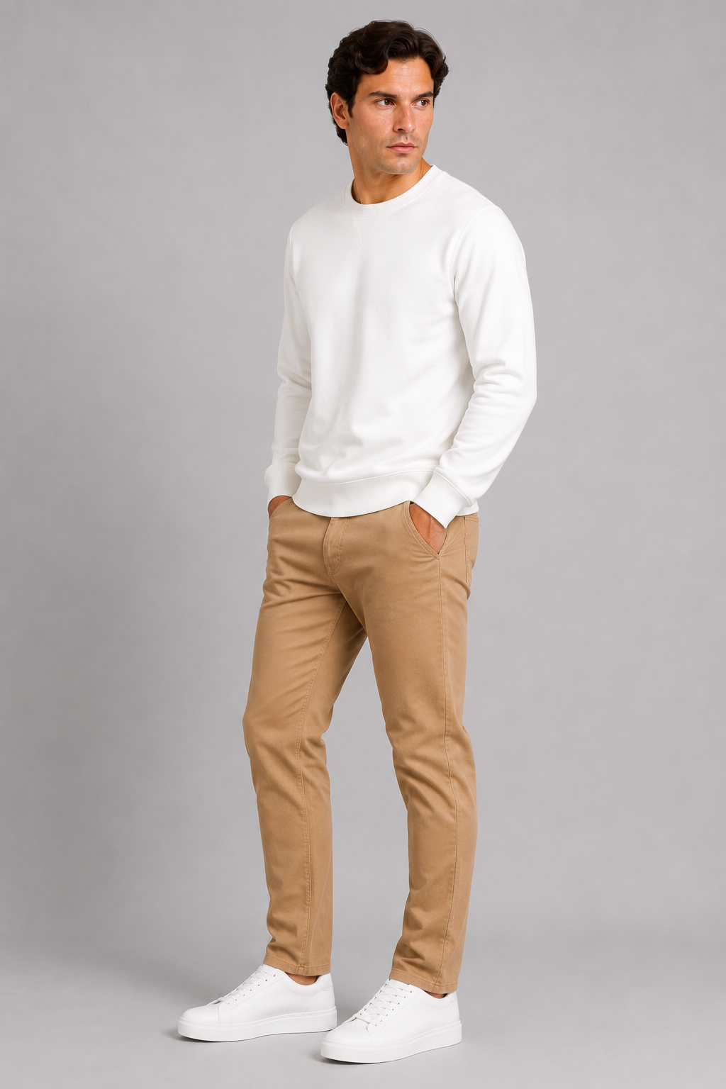 Plain Supreme White Winter Sweatshirt
